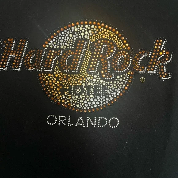 Hard Rock Black T-Shirt with Rhinestone Logo - Picture 2 of 3